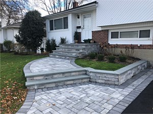cambridge limestone quarry ledgestone onyx border steps with rockface bluestone edge step tread split level step design with planter olde english wall